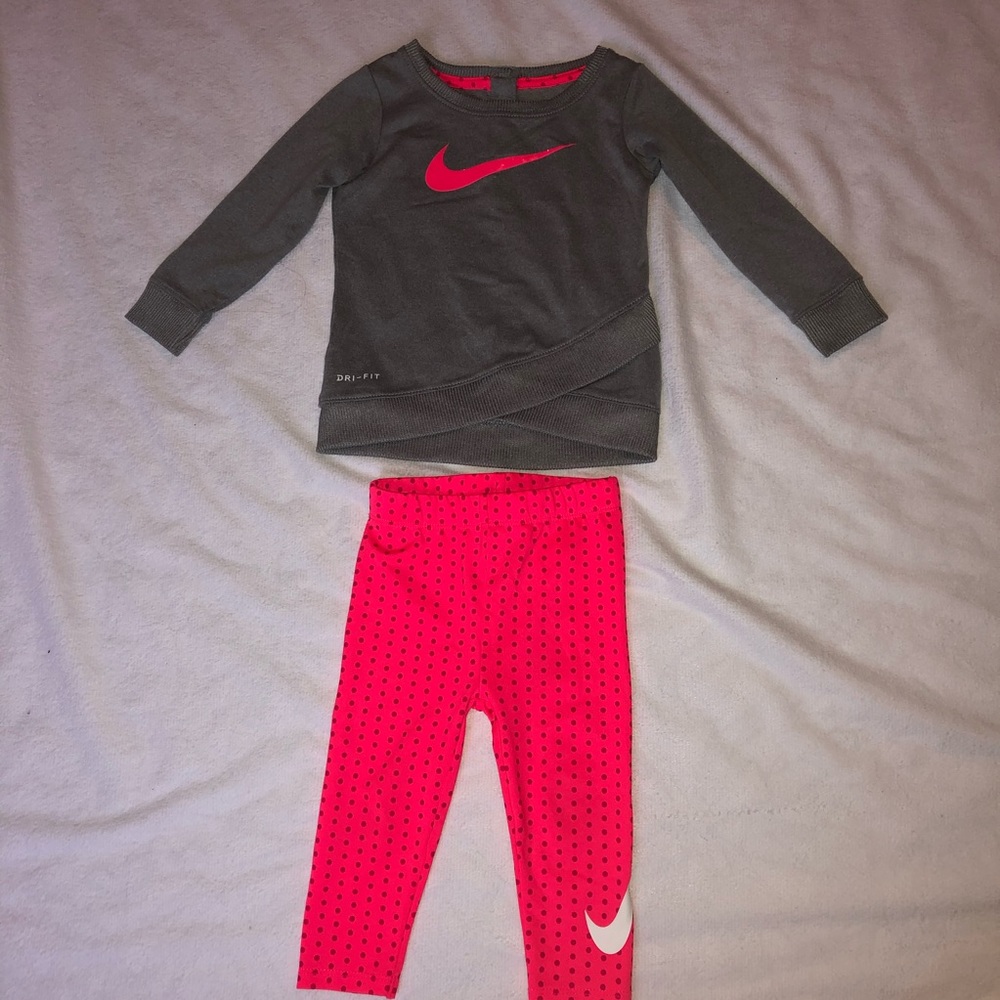 Nike dry fit baby toddler girl 12M pink gray